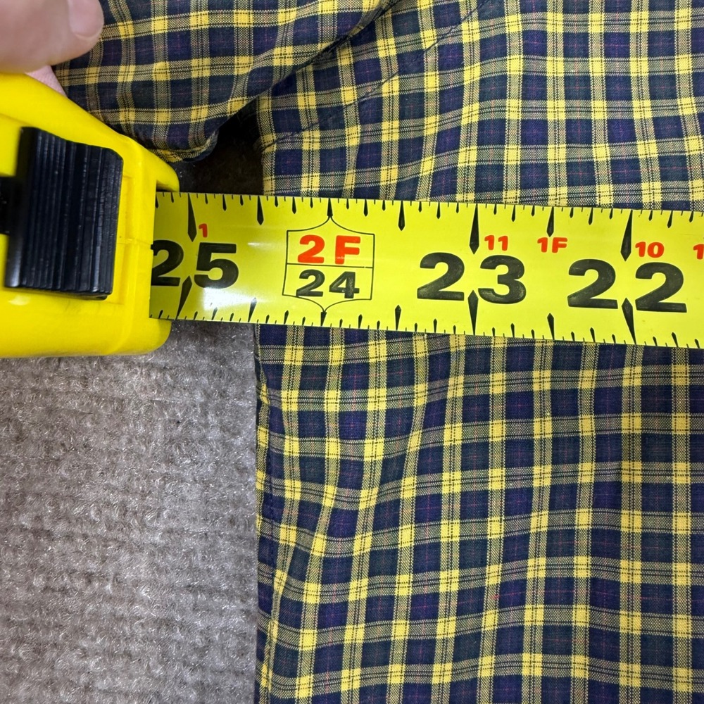 Polo Ralph Lauren Mens Plaid Button Down Shirt Yellow Navy Blue Cotton Size M - Picture 3 of 9